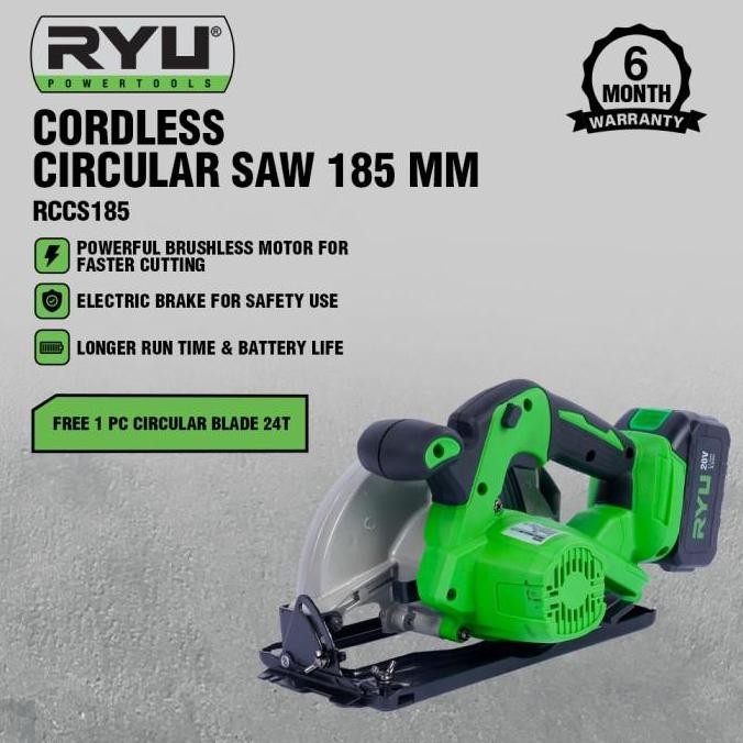 RYU Mesin Sirkel Baterai 185 Mm Cordless Circular Saw