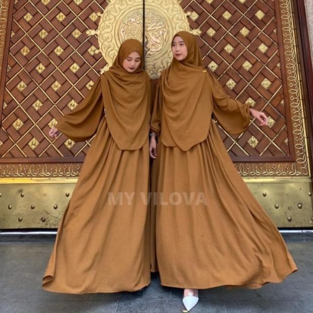 Cod My Vilova - Zoya Set M L Xl Pashmina Oval Set Syar'I Rayon Crinkle Premium Baju Muslim Jumbo Ld 