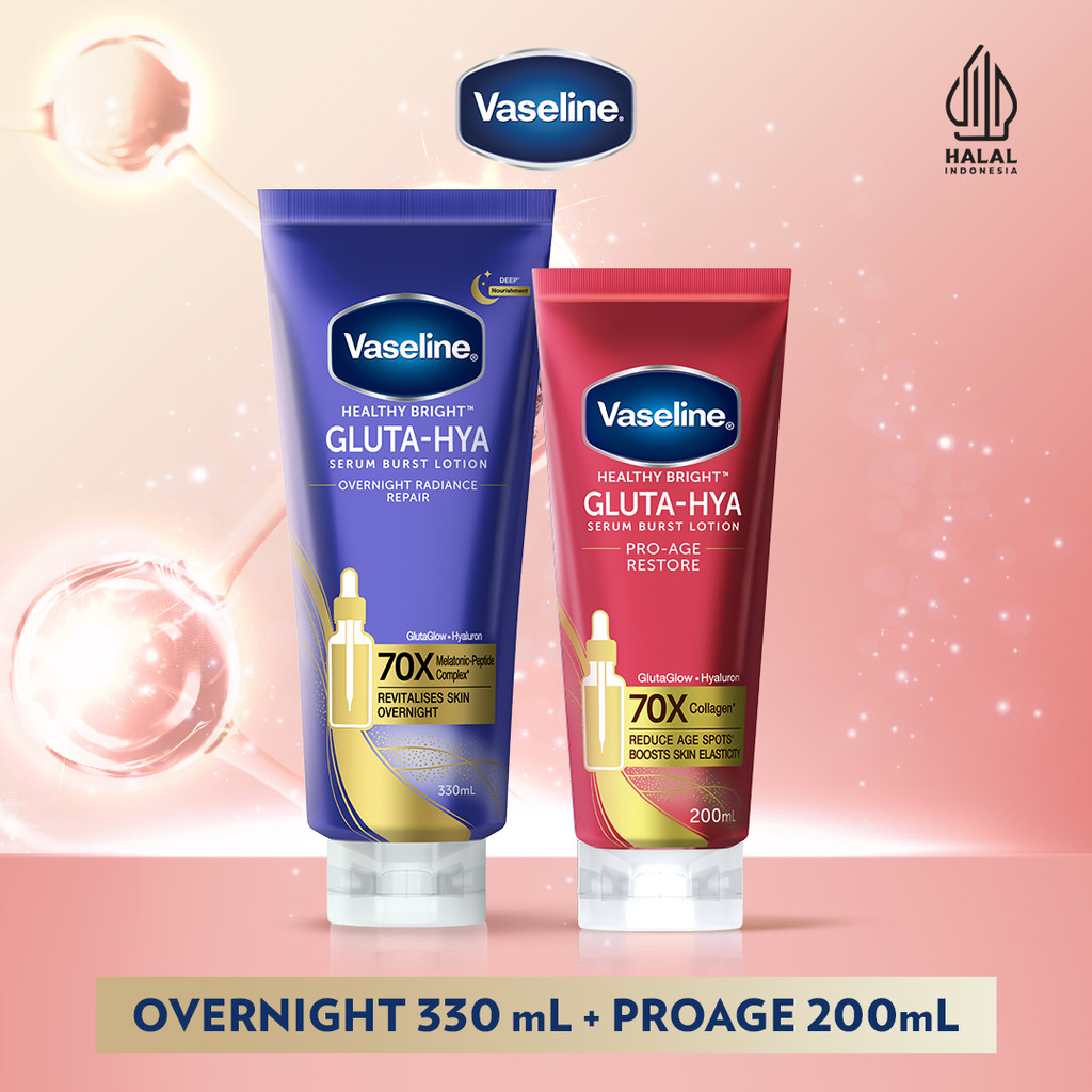 Vaseline Gluta Hya Overnight 330ml + Vaseline Gluta Hya Proage 200ml