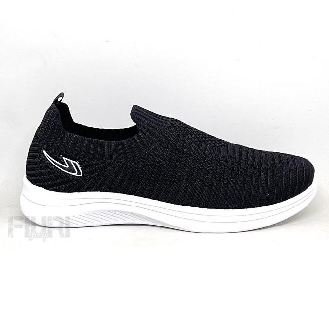 Fiuri - New Era  - Winda 37-41 Hitam Putih - Sepatu Sneakers Slip On Wanita - Sepatu Knit Rajut - Se