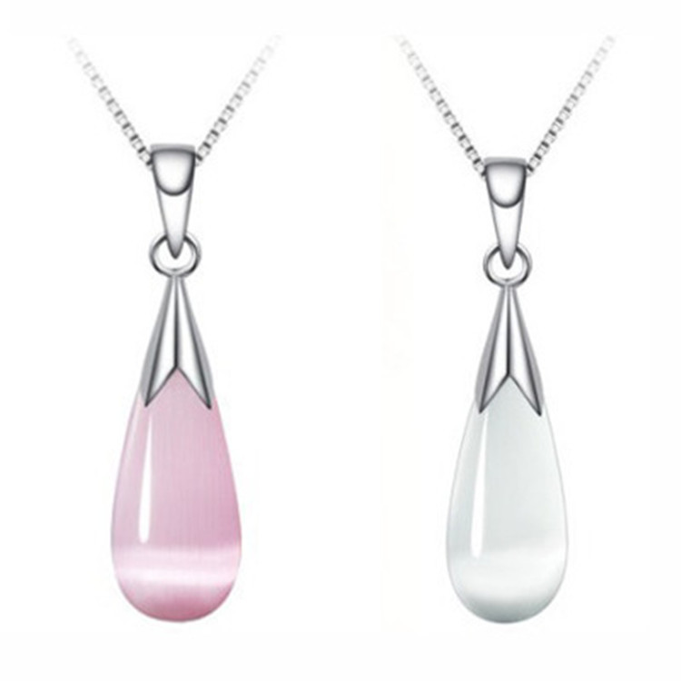 【COD】Kalung liontin batu bulan perhiasan perak perhiasan kalung kristal alami