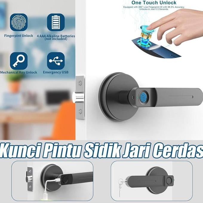 Pintu Kamar Tidur Dalam Ruangan Pintu Kayu Kunci Sidik Jari Kunci Sidik Jari Rumah Kunci Pintar Kunc