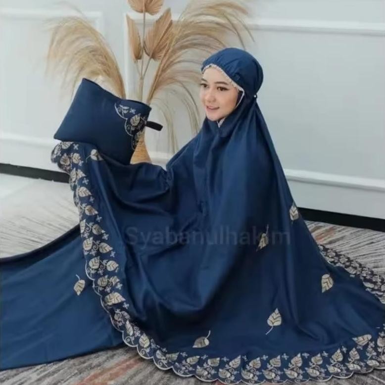 02 Mukena Dewasa Khadijah Bordir Motif Daun Super Jumbo mewah virall terbaru dan terlaris 2024