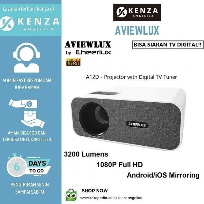 Awafash- AVIEWLUX A12 WiFi Digital TV Tuner - Proyektor 3200 Lumens TV Digital