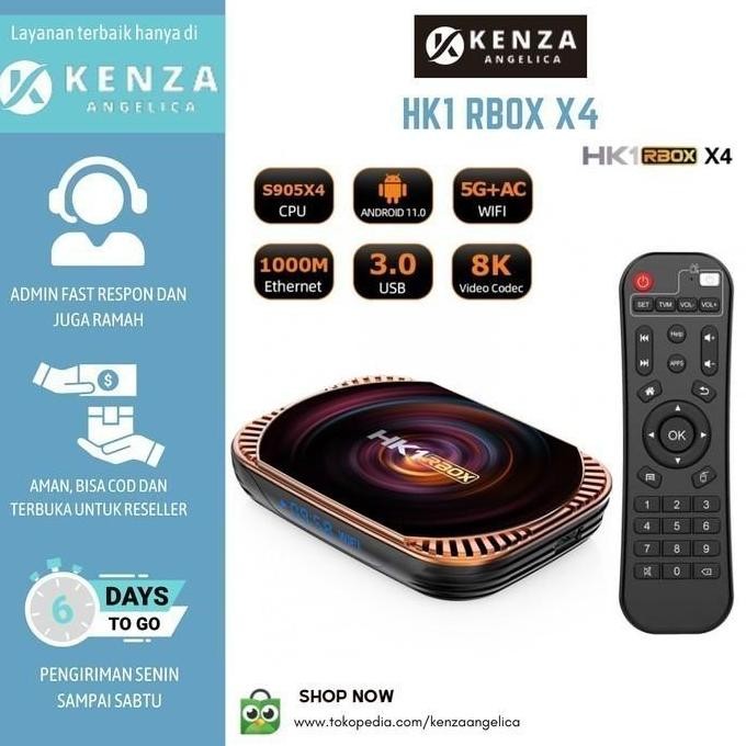 Awafash- HK1 RBOX X4 - Android 11 Smart Android TV Box 8K - RAM 4GB ROM 32GB