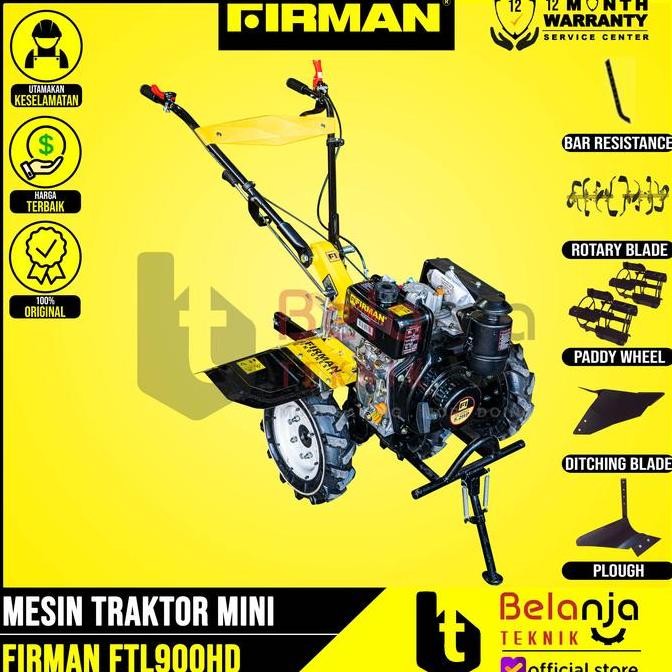 JINICHI- FIRMAN Mesin Traktor Diesel FTL 900 HD Tiller Mini Bajak Sawah Kebun FTL900HD 5.2 HP 3600 R