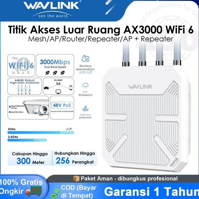 BECQUEREL- WAVLINK WiFi6 AX3000 Outdoor WiFi Vocher Mesh Extender, Penguat Sinyal WiFi Jarak Jauh, D