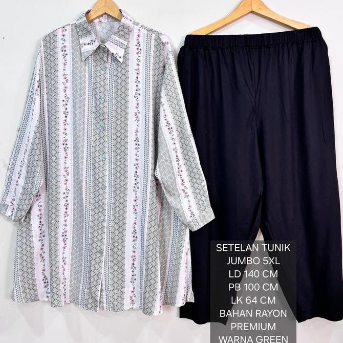 Promo Setelan Tunik Jumbo Ld 140 Cm Motif Kekinian Bahan Rayon Premium Cod