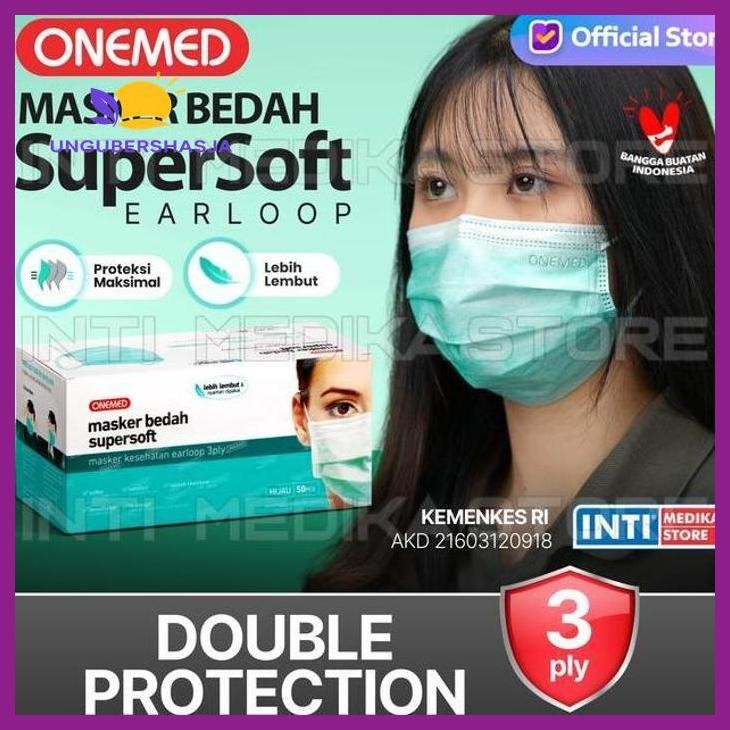 (ORIGINAL) MASKER 3 PLY MEDIS SUPERSOFT PREMIUM HIJAU (KEMASAN STERIL) KESEHATAN PERLENGKAPAN MEDIS 