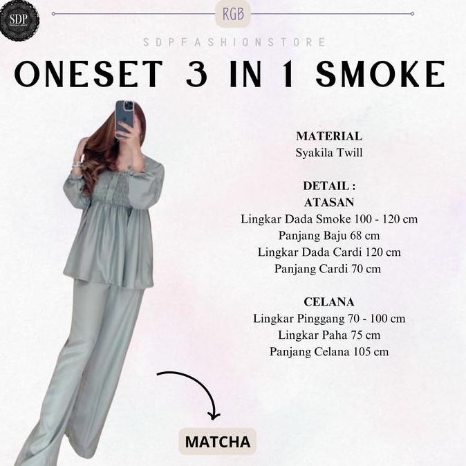 Promo [Rgb] Oneset Panjang / Setelan 3 In 1 Smoke Wanita Celana Baju Dewasa Cod