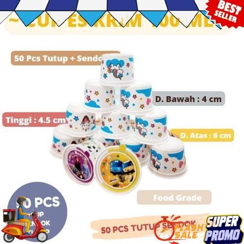 Paling Murah HARGA  CUP EKONOMIS/JUAL CUP ICE CREAM KARAKTER/CUP PLASTIK PRINTING 100 ML