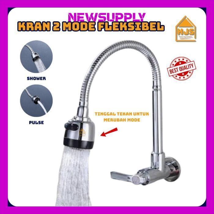 Cod [Hjs] Keran Air Angsa Abs Fleksibel 2 Mode - Keran Cuci Piring Angsa - Kran Sink Dapur Drat 1/2 