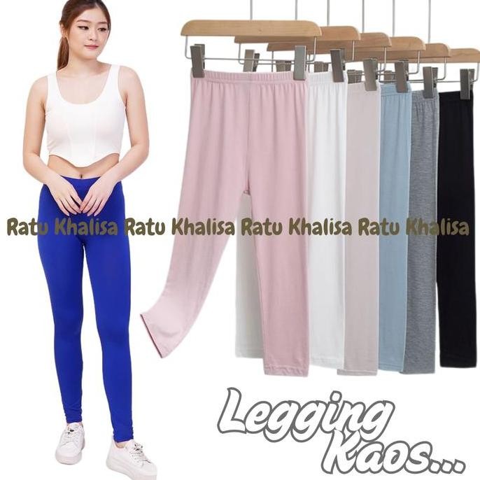 Promo 2Pcs Lejing Wanita Kaos Tebal - Celana Legging Panjang Wanita Legging Dewasa Leging Polos Baha