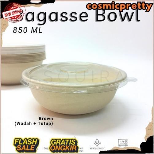 New Bagasse Bowl / Disposable Bowl / Mangkok Take Away 850 ml / 10 Pcs / BG850