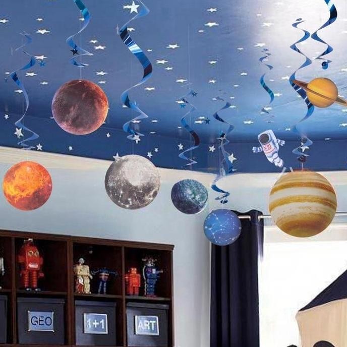 10pcs / Set Hiasan Gantung Model Planet Tata Surya /Hiasan Kelaspesta