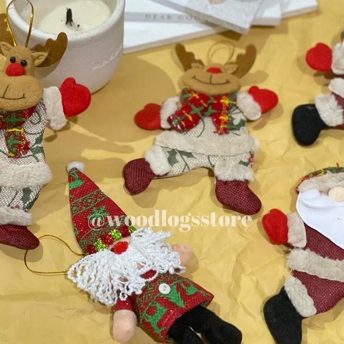 Hiasan Pohon Natal Boneka Santa Rusa Kain Gantungan Ornamen Natal