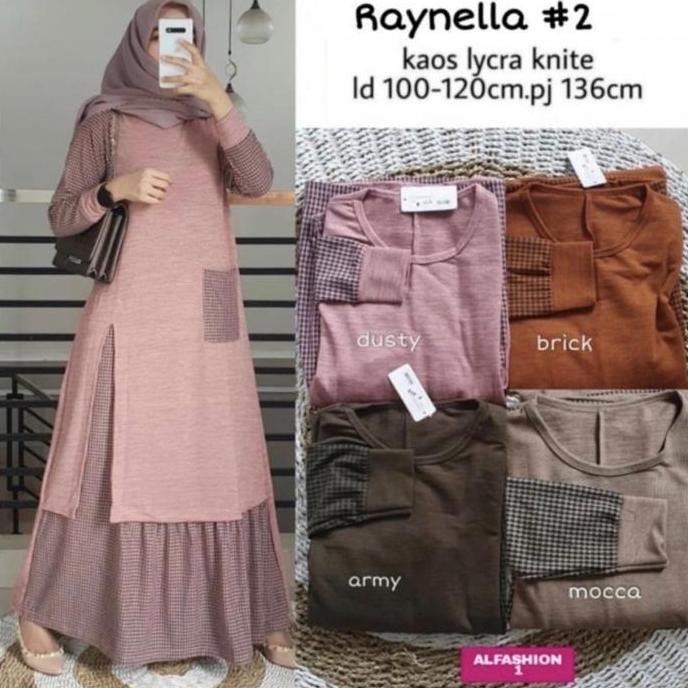DR301>> Gamis rajut kombinasi kotak 0140 / gamis / baju / gamis muslim / pakaian kekinian / baju imp