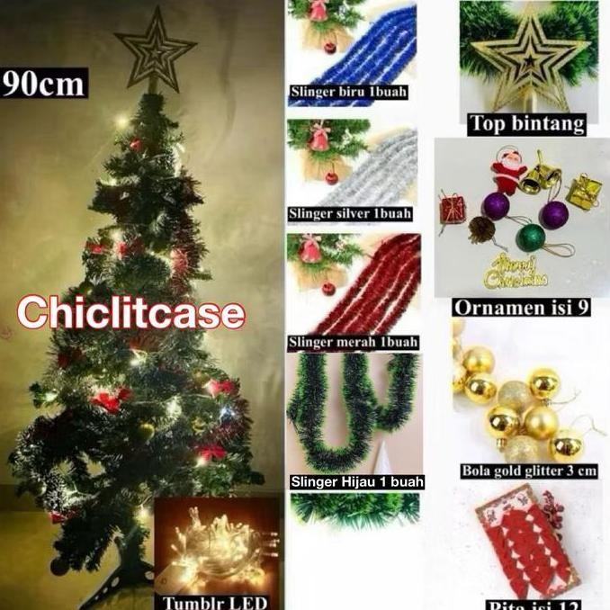 CR - Pohon natal premium pvc 90 cm/120 cm/180 cm/Paket pohon natal ornamen natal TERLARIS