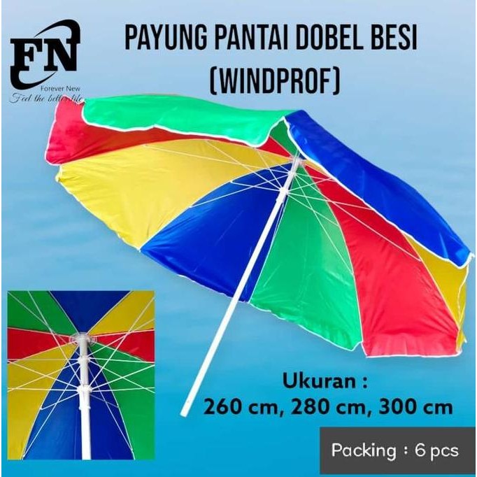DOBEL BESI Payung pantai 280CM/ Payung Cafe / Payung Tenda Pelangi 280