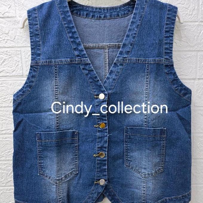 Promo ROMPI JEANS WANITA CROP JUMBO VEST CROP JUMBO VEST JEANS ROMPI WANITA COD