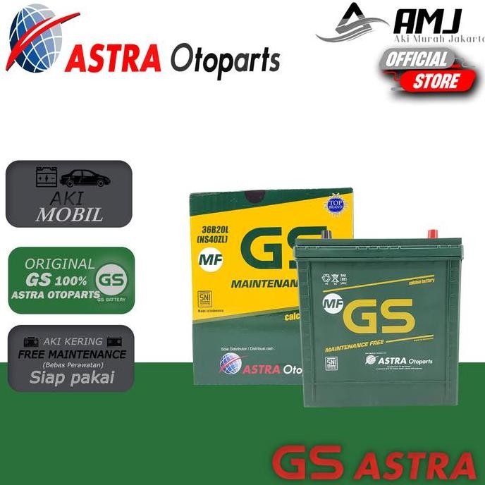* GS MF Astra Aki Mobil Honda Jazz NS40ZL - 35Ah Aki Kering *