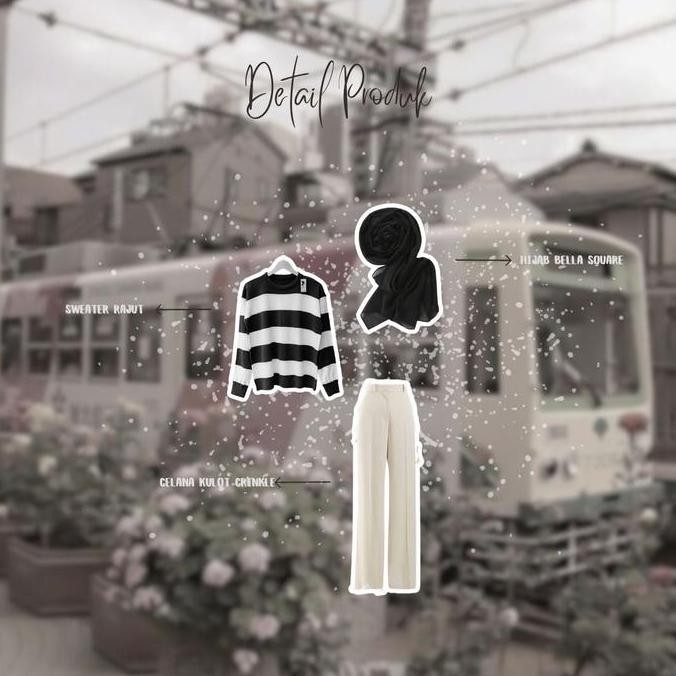 DF297>> 3in 1 One Set Wanita OOTD Hijab Setelan Wanita Kekinian Setelan Anak Perempuan One Set OOTD 