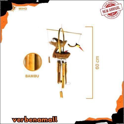 Terlaris Lonceng Angin Bambu Motif Burung - Genta Angin Bambu - Gantungan Bambu - Lonceng Bambu - Lo