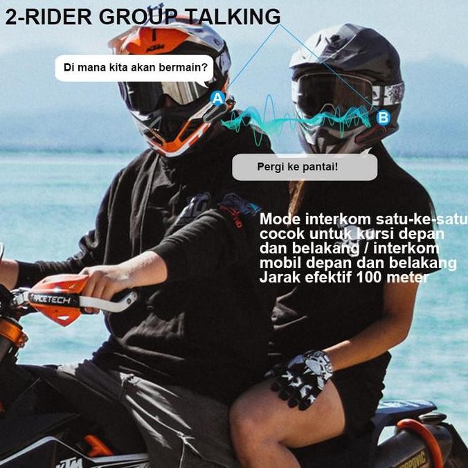 ZACRO E1 Intercom helm Bluetooth 5.0 FM Radio intercom dua arah