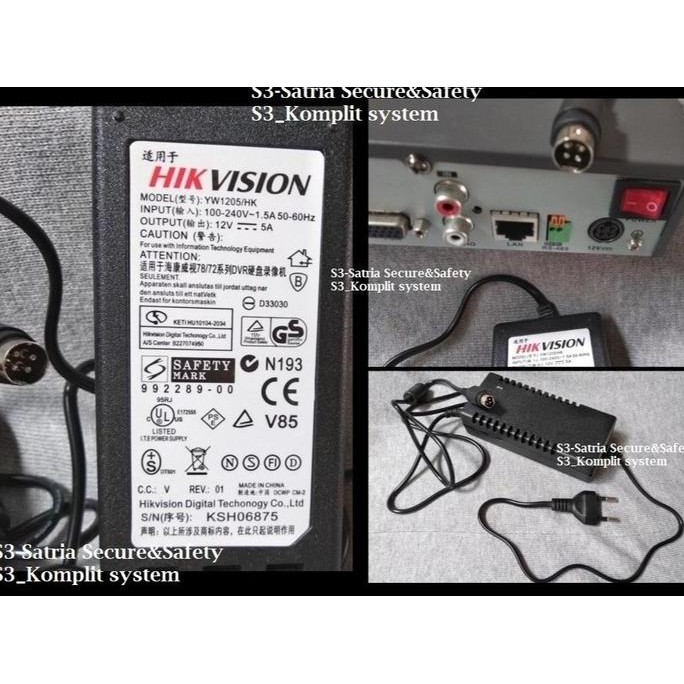 Premium Adaptor 12v 3A 4 pin DVR Adaptor NVR CCTV / adapter hikvision avtech 3a 3,33a menggunakan 12
