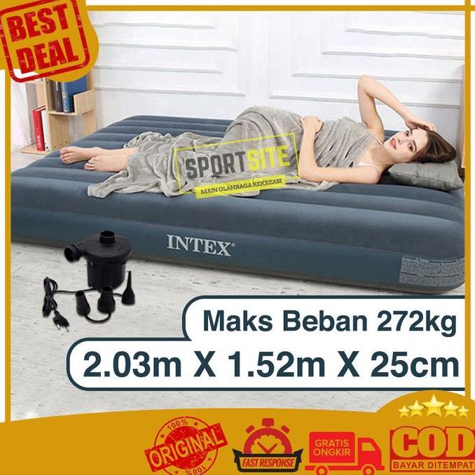 Intex DuraBeam Queen Standard Mattress Deluxe Dura Beam Fiber Airbed Matras Tidur Kasur Ranjang Angi