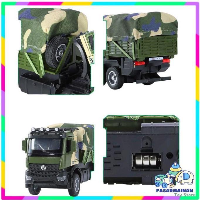 Mainan Mobil Diecast Truck Military Transport Skala1:35 Alloy Diecast Metal Model Toy