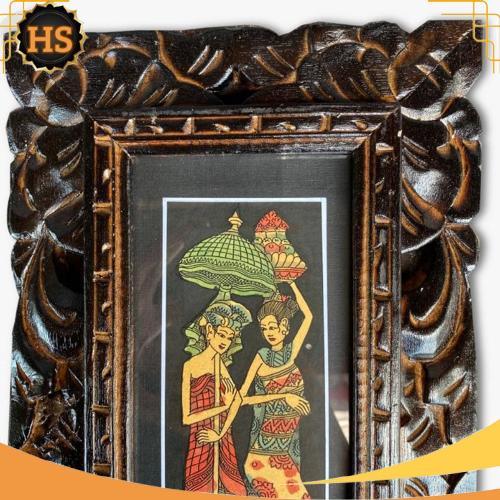 New Lukisan Tradisi Bali 20 x35 cm - Lukisan Bingkai Bali - Bingkai Kayu Bali - Lukisan Bali - Lukis