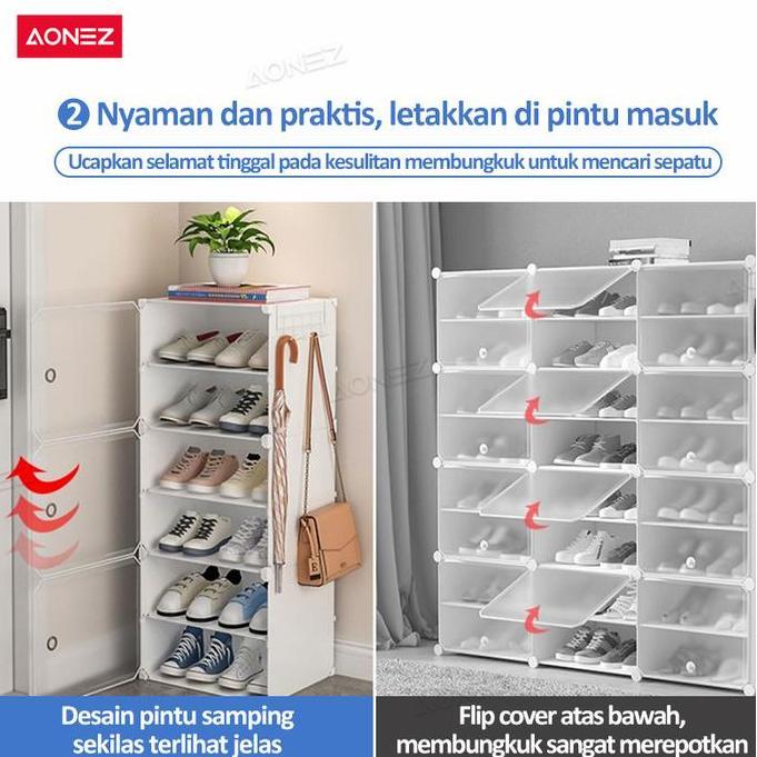 Aonez rak sepatu 4 tingkat rumah Tempat Sepatu