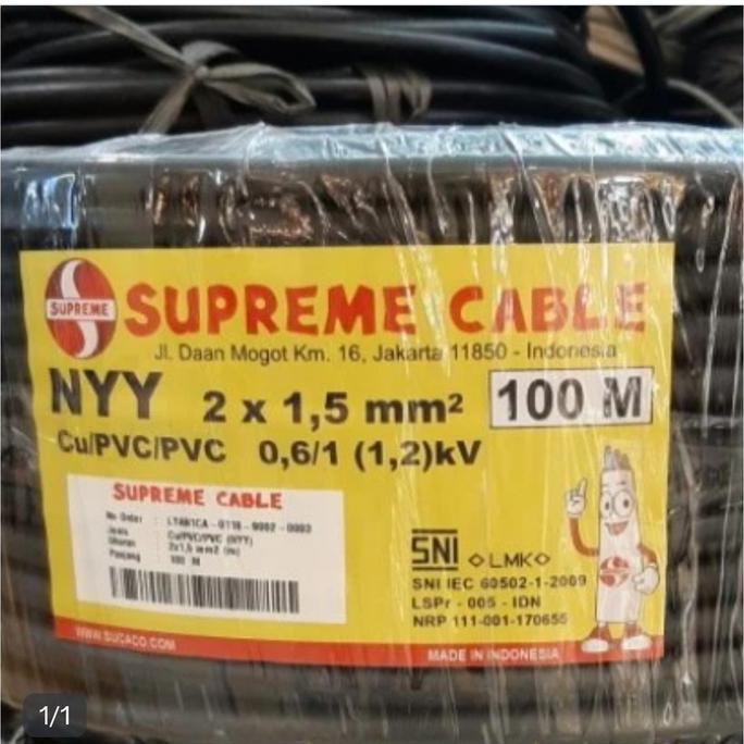 TERMURAH - kabel nyy 2x1.5 supreme 100 meter/kabel nyy 2x1.5 supreme 100 meter