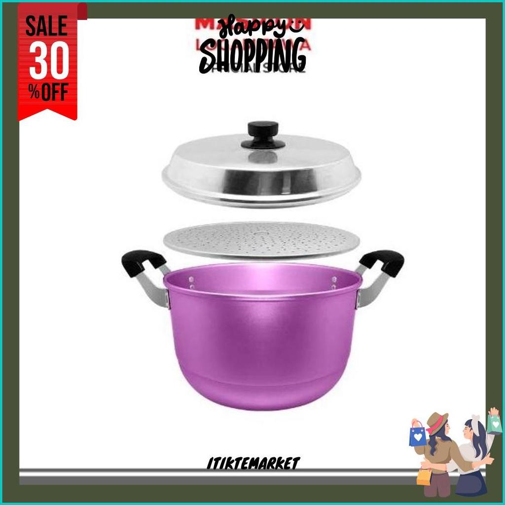 Maspion Mikado Panci Steamer Aluminium Dandang Kukusan Alcor 24 Cm Panci Kukus Warna 24 Cm Tutup Alu