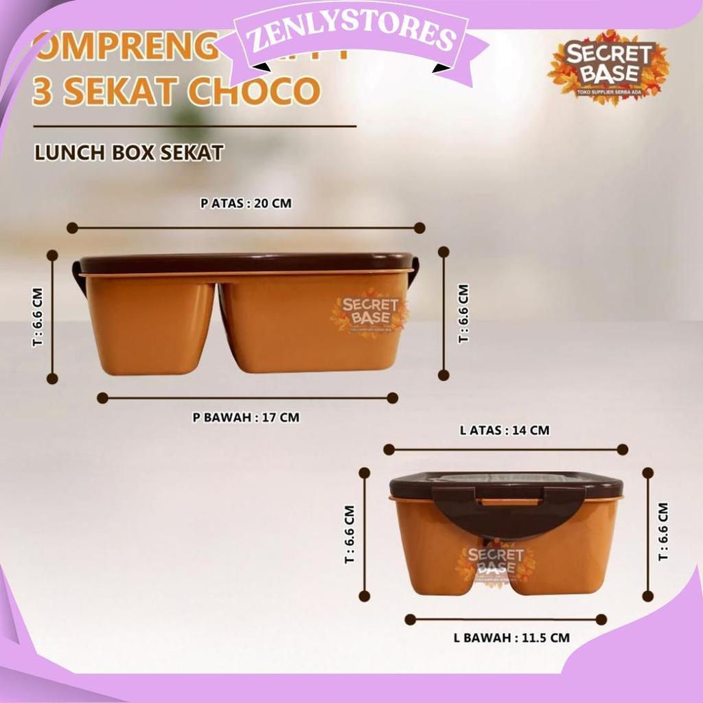Ompreng Happy 3 Sekat Choco - Ompreng Kotak Makan / Kotak Bekal / Lunch Box Sekat Gratis Ongkir