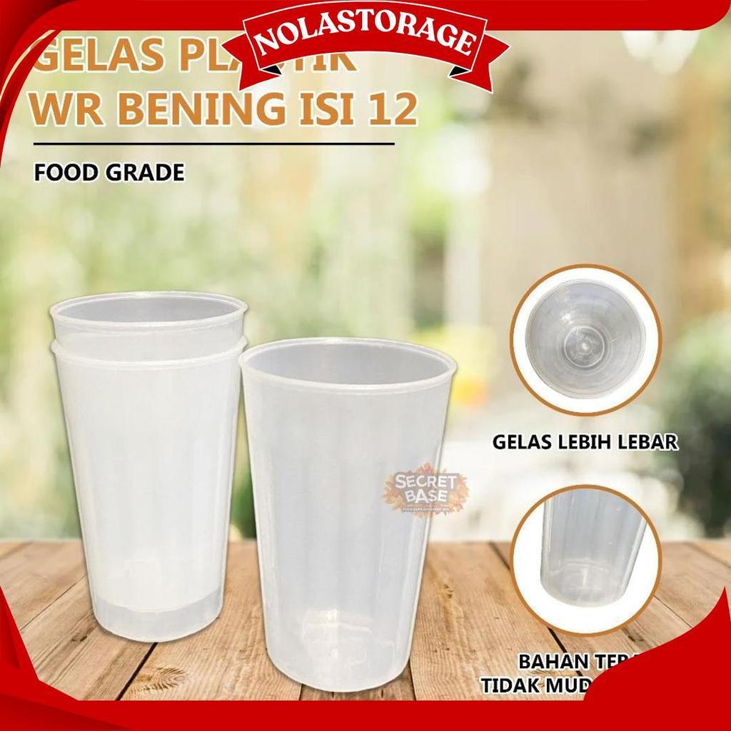 (Isi 12Pcs) Gelas Bening Premium - Gelas 1 Lusin Aesthetic / Cangkir Plastik Lusinan Promo Puncak