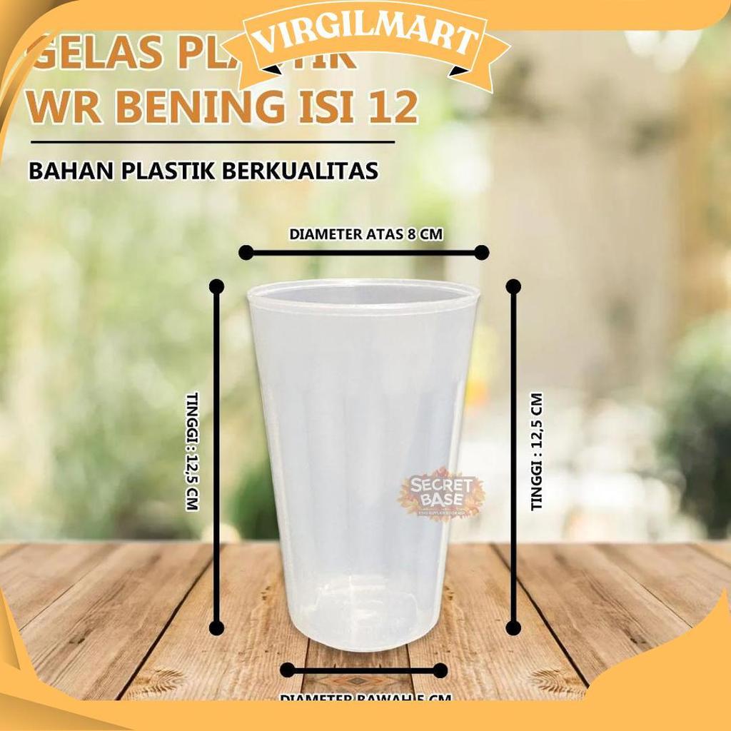(Isi 12Pcs) Gelas Bening Premium - Gelas 1 Lusin Aesthetic / Cangkir Plastik Lusinan Promo Puncak