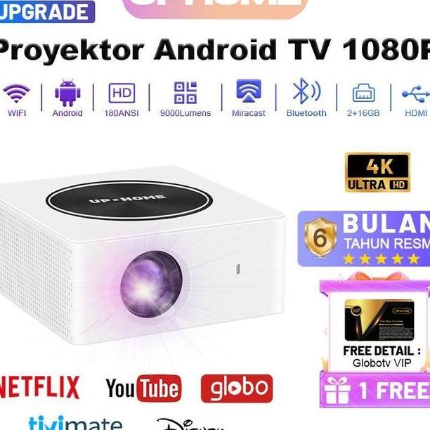 New Upgrade Uphome Proyektor Android Tv 10P Led Lht 9 Lumen Smart Projector Android 13.0 Ram 2G Rom 