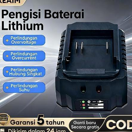 JOANNE- Reaim 18V/21V Fast Charging Pengisi Daya Otomatis Aman & Cepat untuk Perkakas Listrik, Kompa