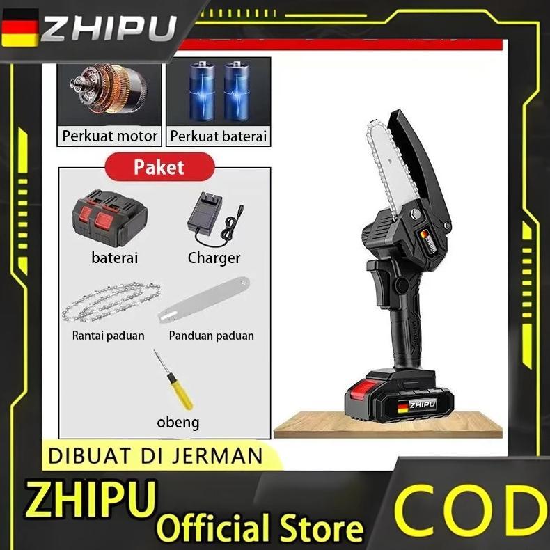 ZHIPU Gergaji Listrik Mini 4inch Gergaji Listrik Rantai Elektrik Mini Portable Genggam Lithium Gerga