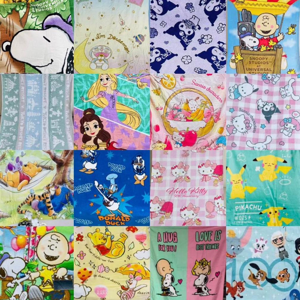 Handuk Besar Anak-Anak Dewasa Karakter  Snoopy Kuromi Hello Kitty Cinnamoroll Dumbo Pikachu Donald P
