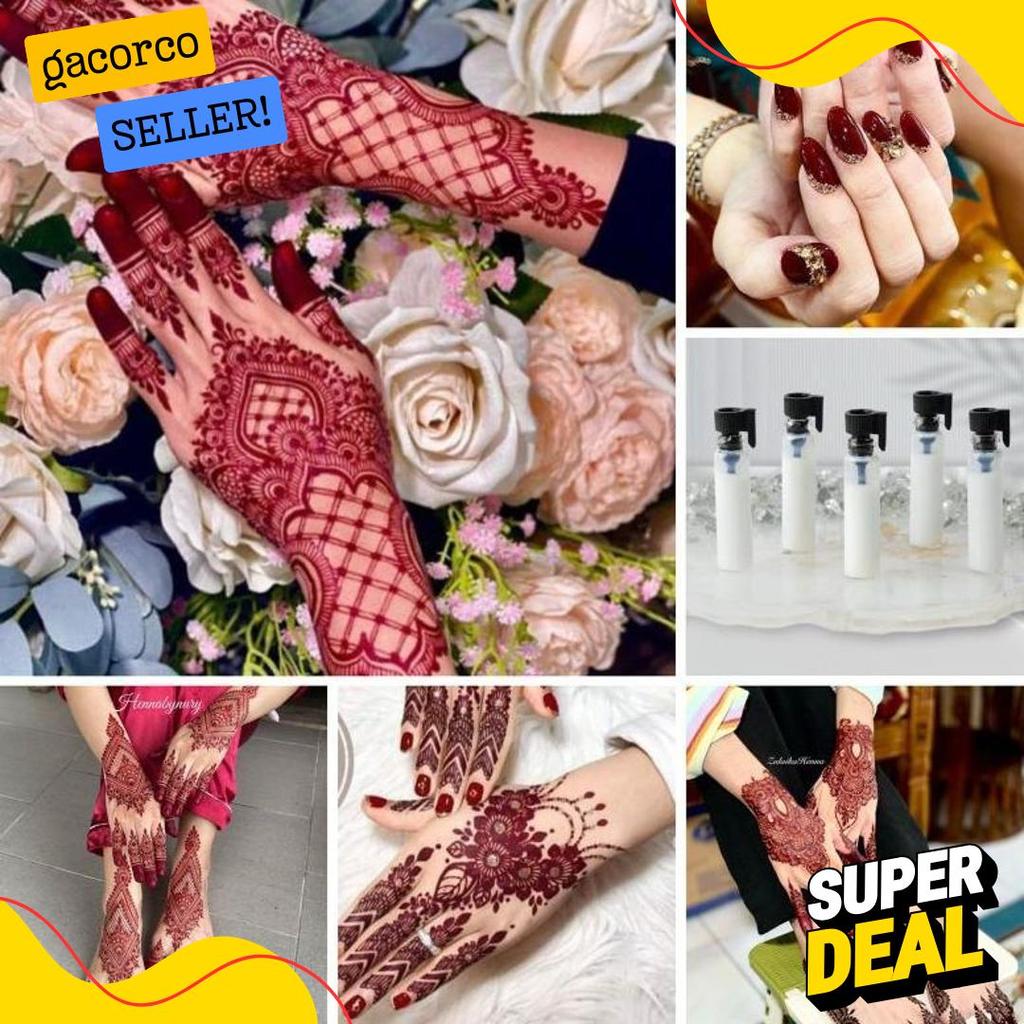 Lagi Diskon Nih Fre Lem Hena Instan Pengantin Maron Hena Stiker Premium