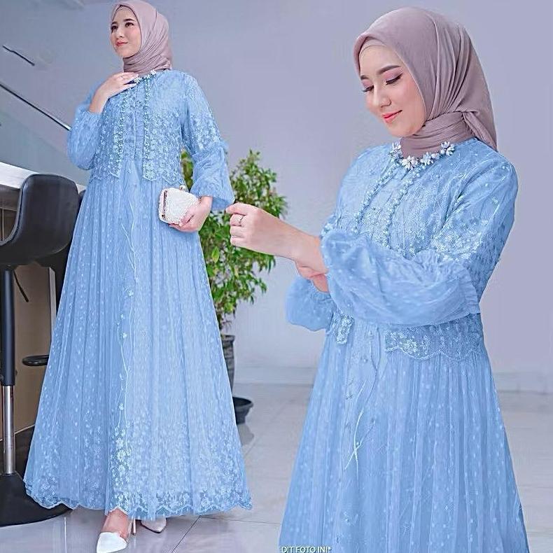 Maxi Bianka Gamis Pesta Brukat Dres Kondangan Remaja Wanita Kekinian Gamis Brukat Terlaris