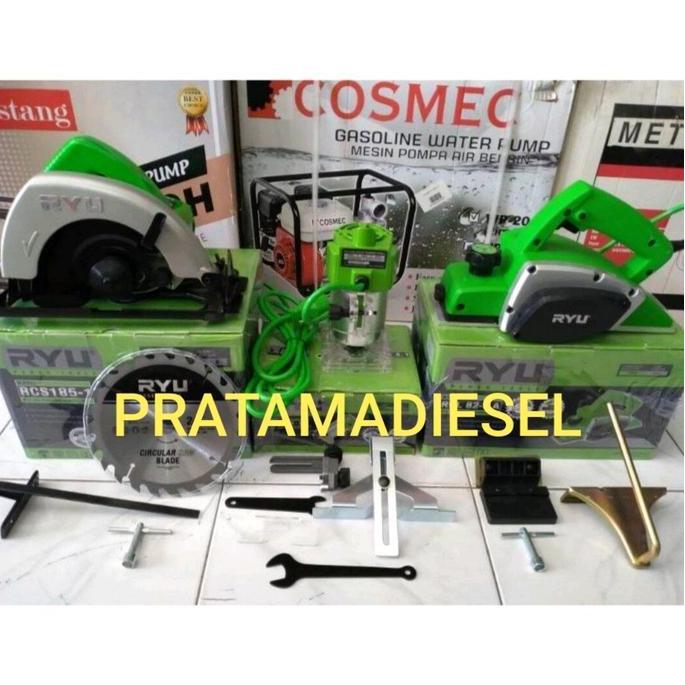 LOLOPECHKA Paket Pertukangan Ryu(3in1) Mesin Circular saw RYU+Mesin serut RYU+Mesin profil Ryu