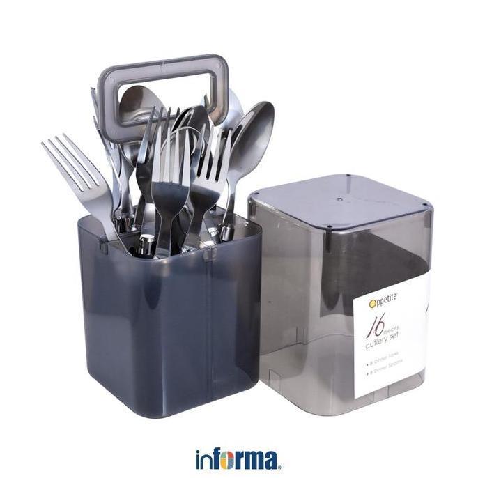 APPETITE SET 16 PCS HUGO ALAT MAKAN - HITAM