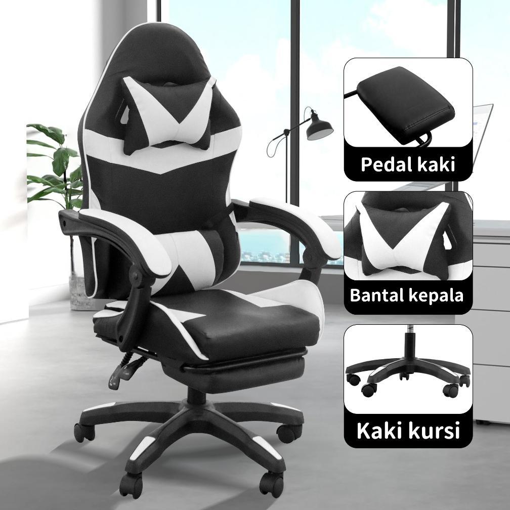 Kursi komputer Kursi belajar dengan fungsi sandaran dan sandaran kaki Kursi kantor Kursi gaming