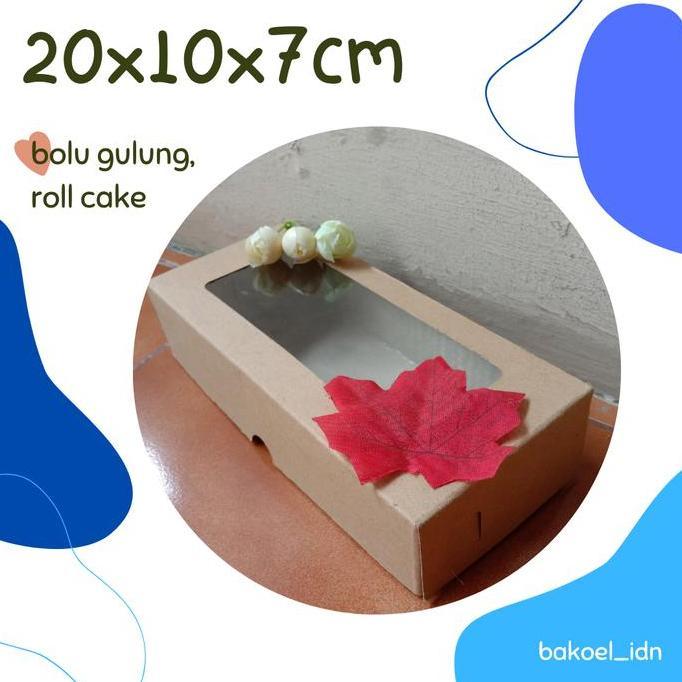 Kardus Kotak Box Kraft Mika Laminasi Jendela Bolu Gulung Mini Kue