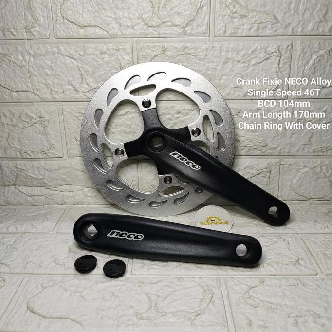 Promo Crank 46T Neco Alloy Single 1 Speed Bcd 104 Arm 170Mm As Tengah Bb Kotak Sepeda Fixie Roadbike