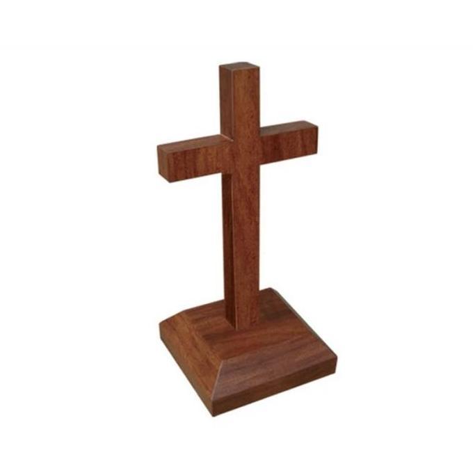 Salib Duduk Kristen Kayu 20cm  - Salib Duduk Kayu Kristen - Salib Kayu Gethsemane Wood